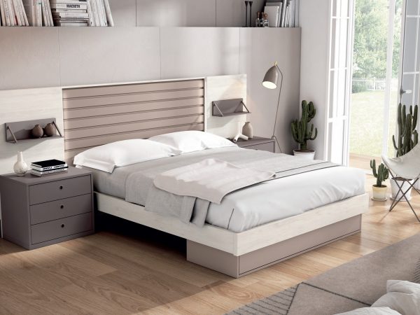 Dormitorio de matrimonio moderno con luces led y Cama con zapatero Ref.Elt 03 2542