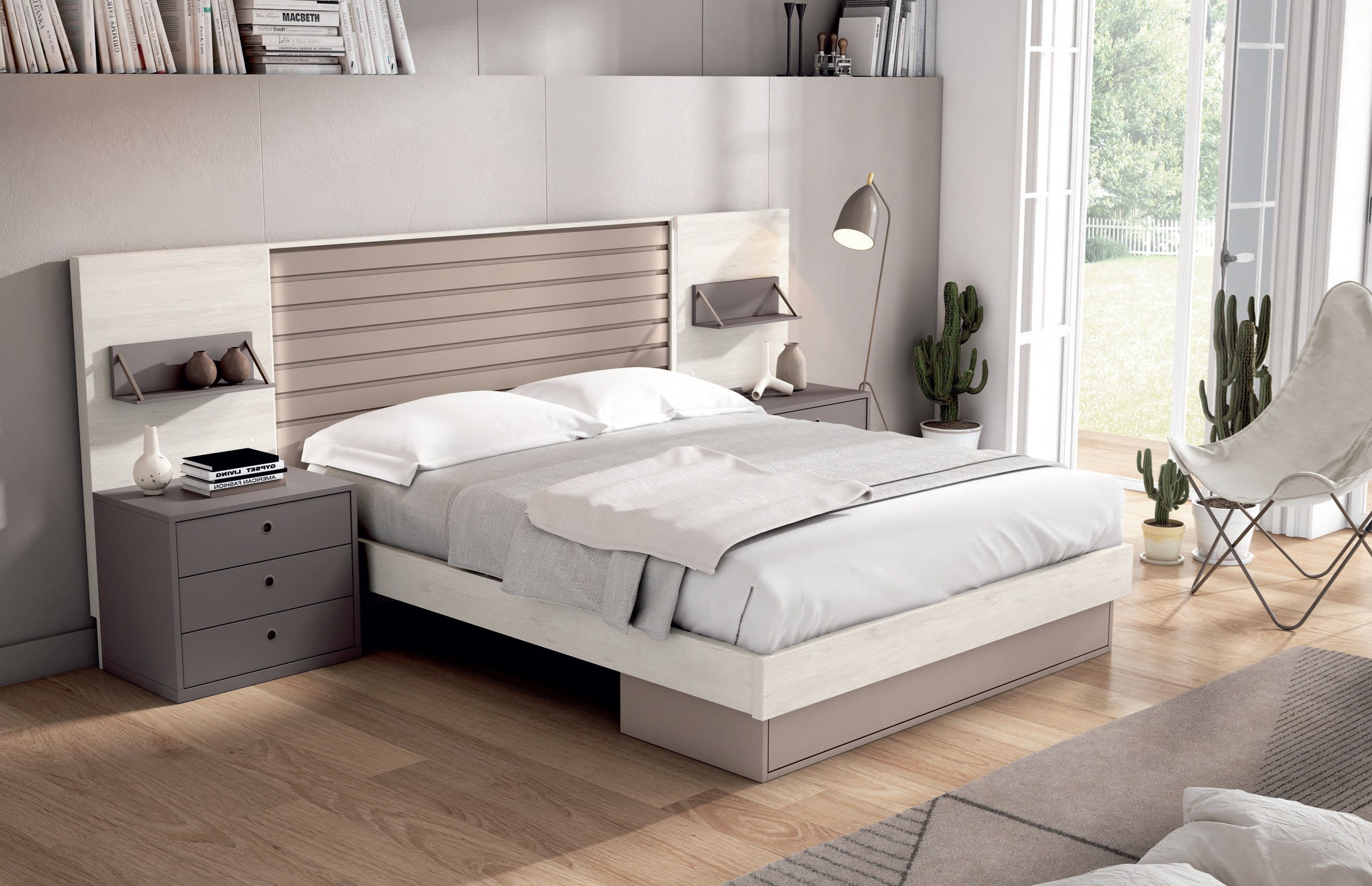 Dormitorio de matrimonio moderno con luces led y Cama con zapatero Ref.Elt 03 2542 Dormitorio de matrimonio moderno con luces led y Cama con zapatero Ref.Elt 03 2542