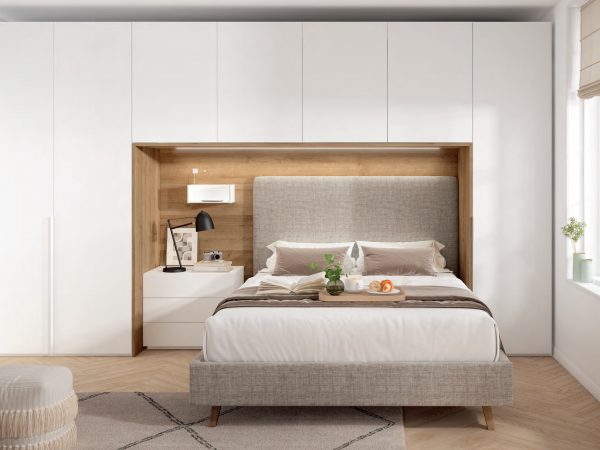 Dormitorio de matrimonio con Puente Tapizado Ref.Tin 10 2542