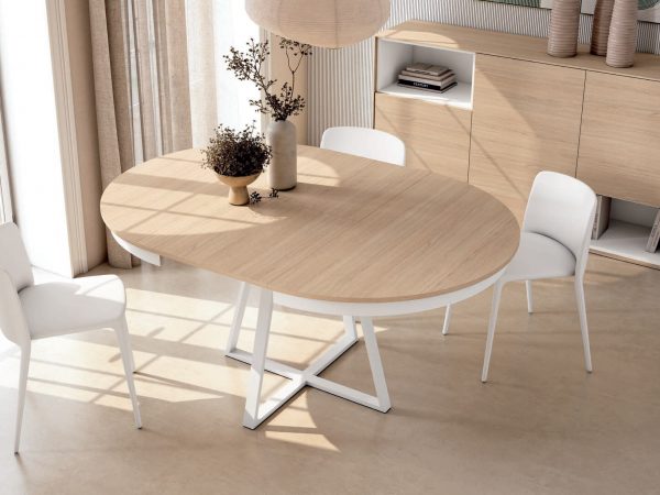Mesa de Comedor Redonda Extensible de 120x120 con patas metálicas Ref.3460 2541