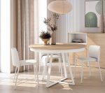 Mesa de Comedor Redonda Extensible de 120x120 con patas metálicas Ref.3460 2541