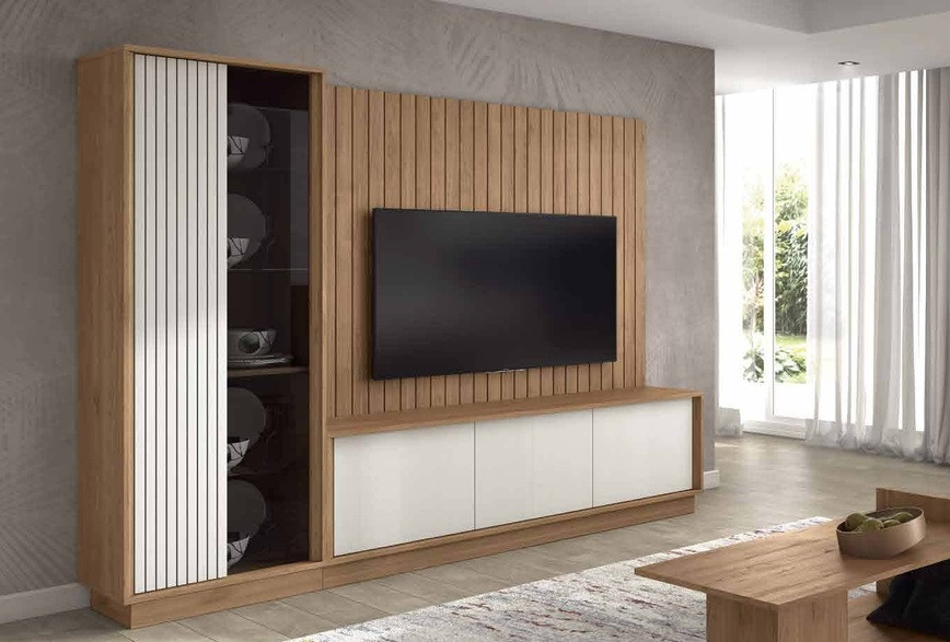 Mueble de Salón con panel alistonado tv Ref.30 195 Air Mueble de Salón con panel alistonado tv Ref.30 195 Air
