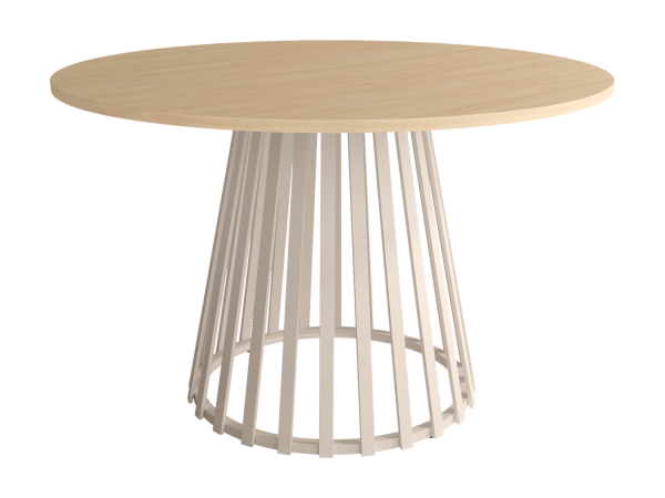 Mesa de Comedor Redonda fija de 120 cm x 120 cm con pata central metálica Ref.Del 399