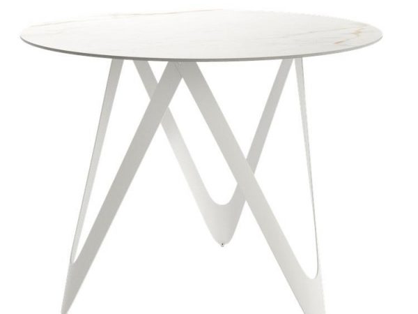 Mesa de Cocina con tapa Porcelánica Redonda fija de 80 cm o 100 cm de diámetro con patas metálicas Ref.Ma 399