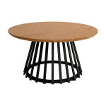 Mesa de centro fija de madera de Roble de 80 cm de diámetro con pata metálica Ref.Saha-D 399
