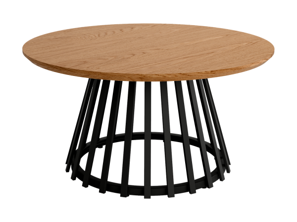 Mesa de centro fija de madera de Roble de 80 cm de diámetro con pata metálica Ref.Saha-D 399