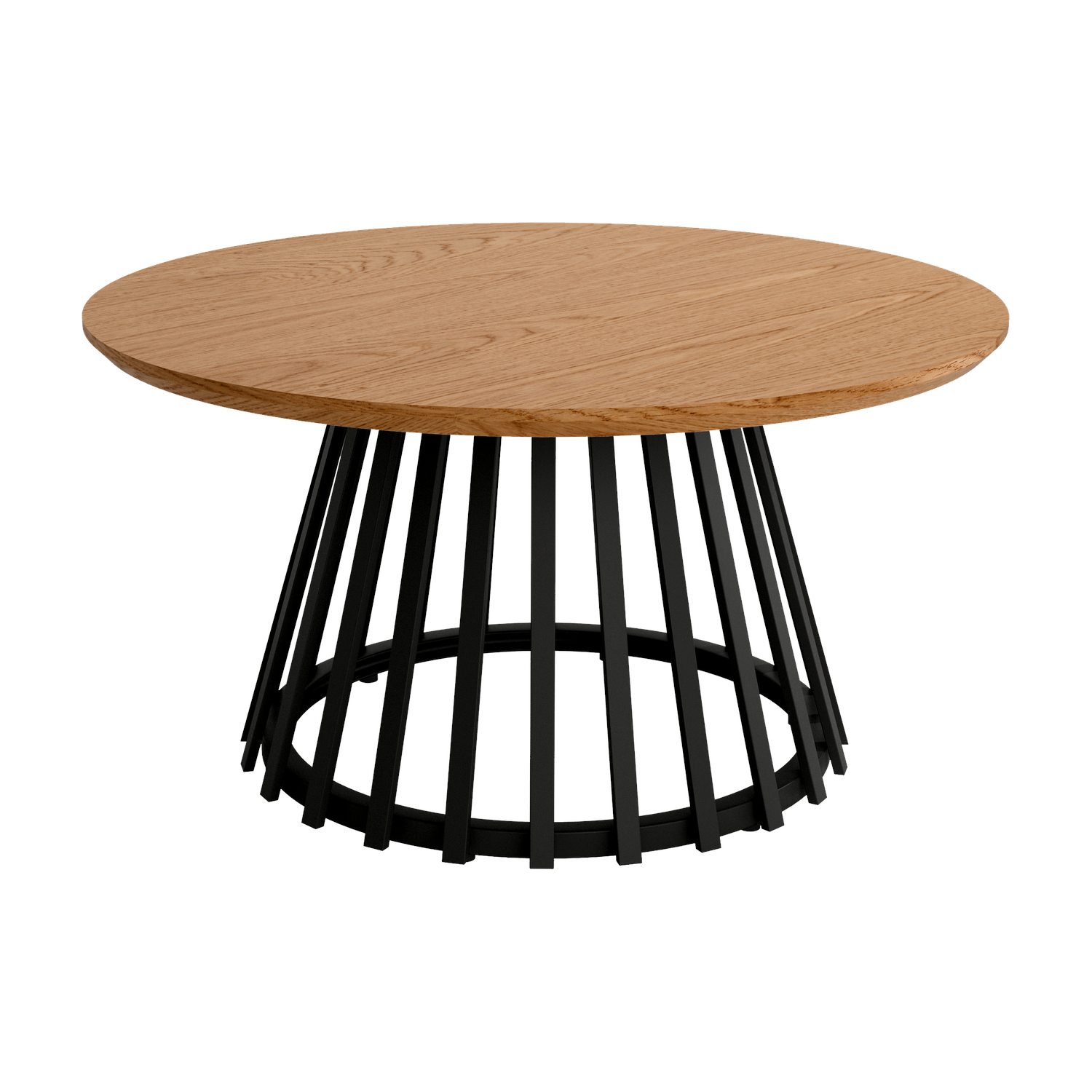 Mesa de centro fija de madera de Roble de 80 cm de diámetro con pata metálica Ref.Saha-D 399 Mesa de centro fija de madera de Roble de 80 cm de diámetro con pata metálica Ref.Saha-D 399