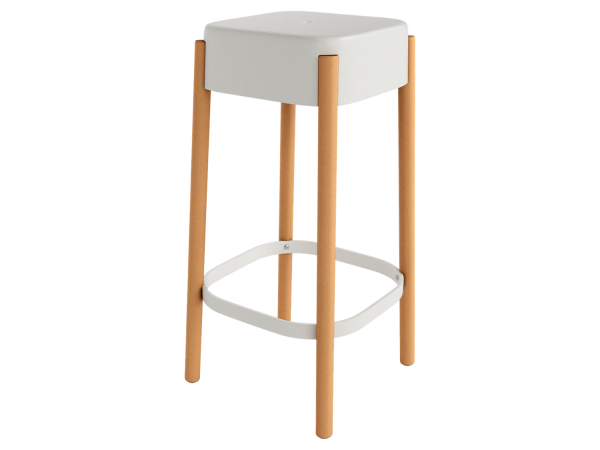 Taburete alto de polipropileno blanco Ref.Vis-A 399