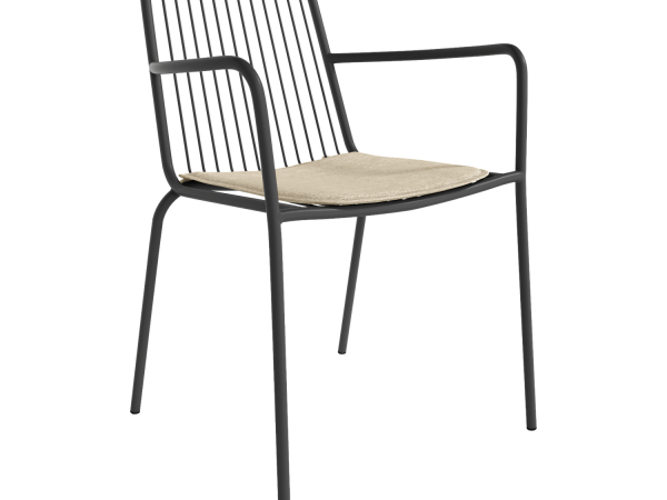 Silla metálica con brazos y asiento tapizado Ref.Ohan 399