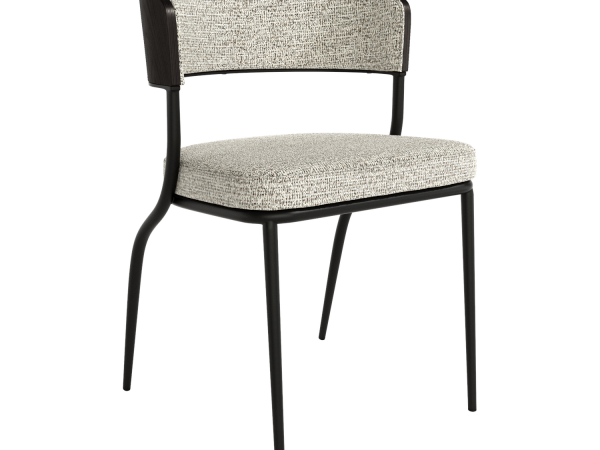 Silla de comedor de madera con asiento tapizado y patas metálicas Ref.Nim 399