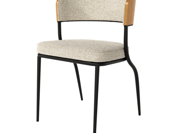 Silla de comedor de madera con asiento tapizado y patas metálicas Ref.Nim 399
