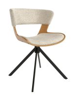 Silla de comedor de madera con asiento tapizado y patas metálicas Ref.Umb 399