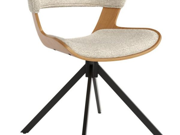 Silla de comedor de madera con asiento tapizado y patas metálicas Ref.Umb 399