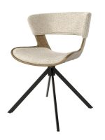 Silla de comedor de madera con asiento tapizado y patas metálicas Ref.Umb 399