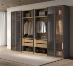 Armario 4 puertas batientes de cristal + Vestidor central Ref.345 1068
