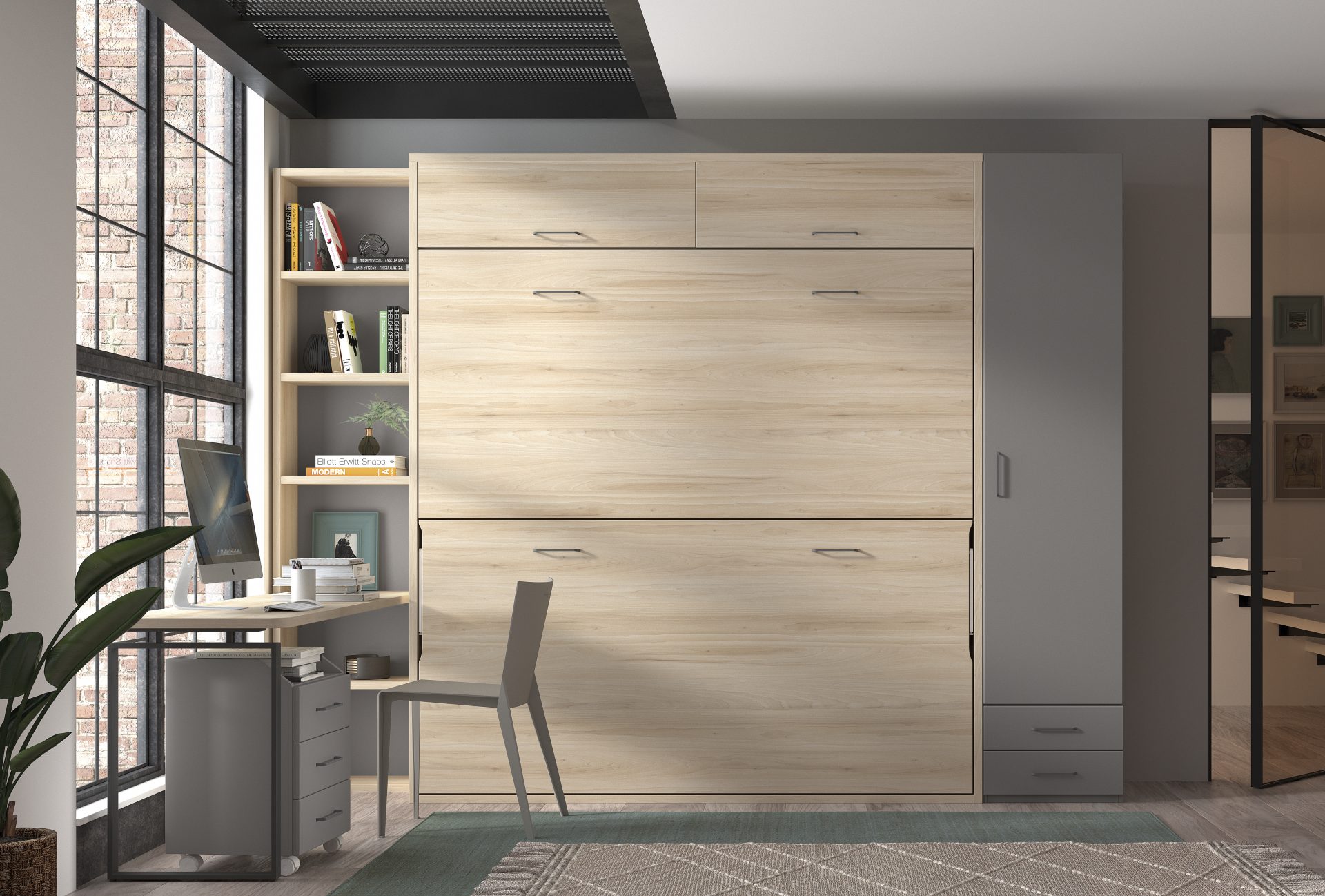 CAMA ABATIBLES INFANTILES JUVENILES EN PAMPLONA NAVARRA 255 Litera abatible horizontal para colchones de 90x190 REF.255 1010F - Imagen 1