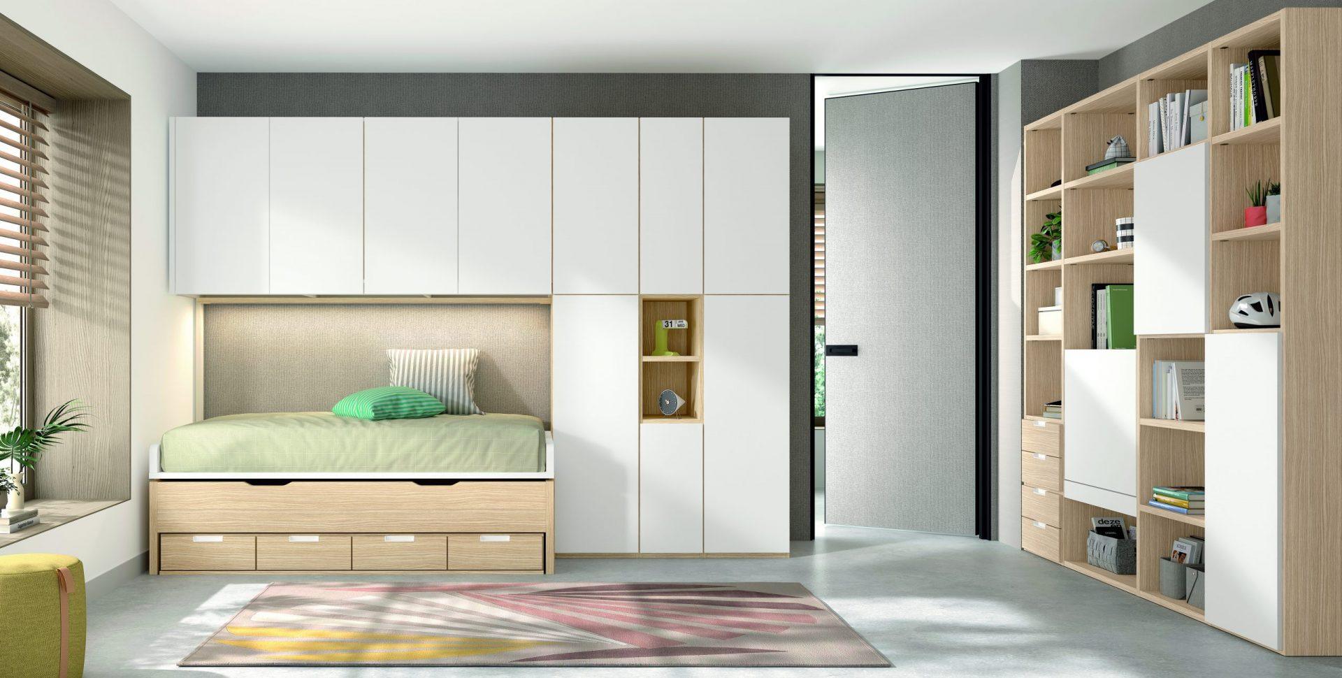 DORMITORIO JUVENIL INFANTIL EN PAMPLONA NAVARRA 53 Dormitorio juvenil con Puente y Cama Compacto REF.53 1010F - Imagen 1