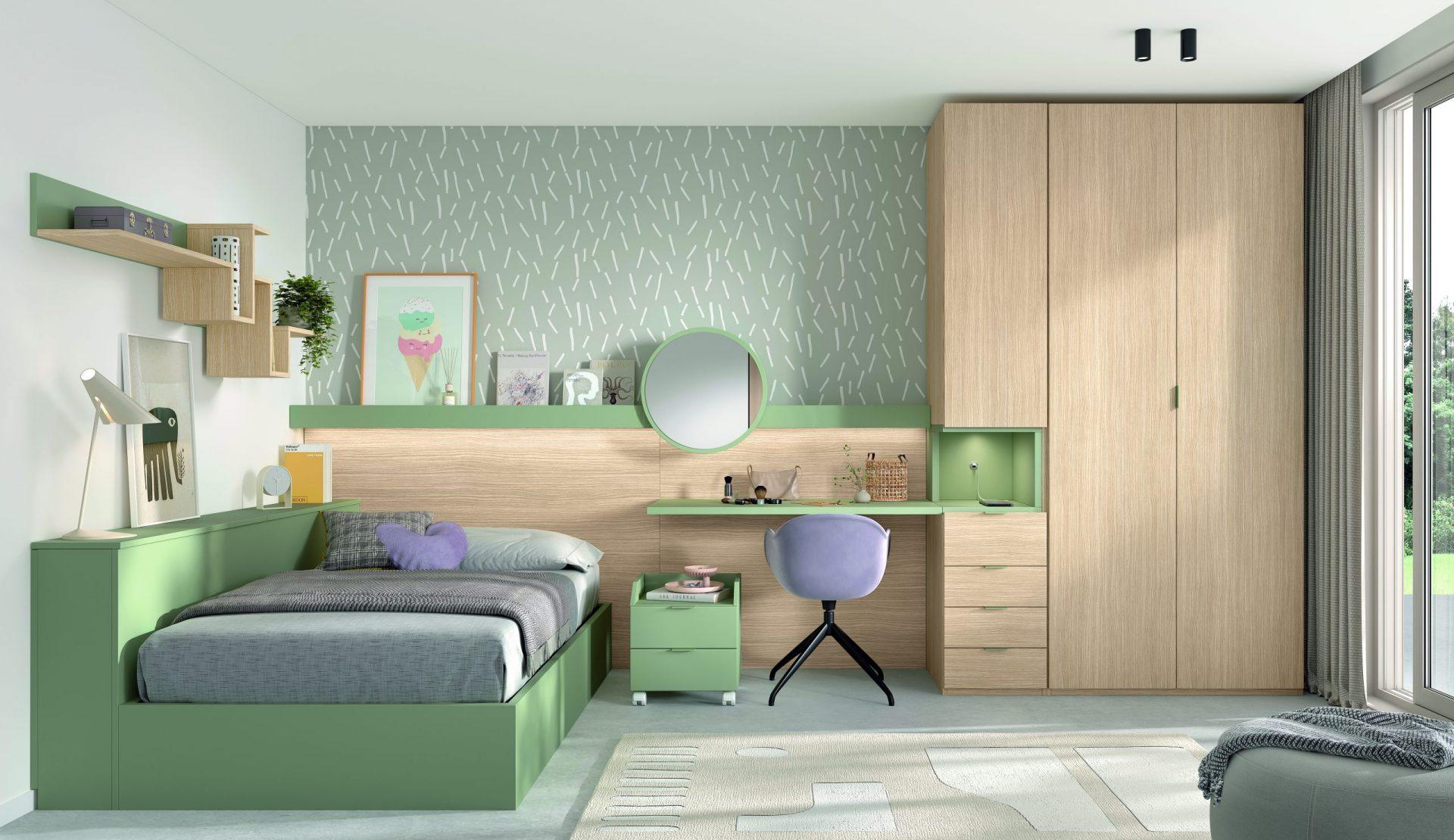 DORMITORIO JUVENIL INFANTIL EN PAMPLONA NAVARRA 55A Dormitorio juvenil con canapé apertura lateral REF.55 1010F - Imagen 1