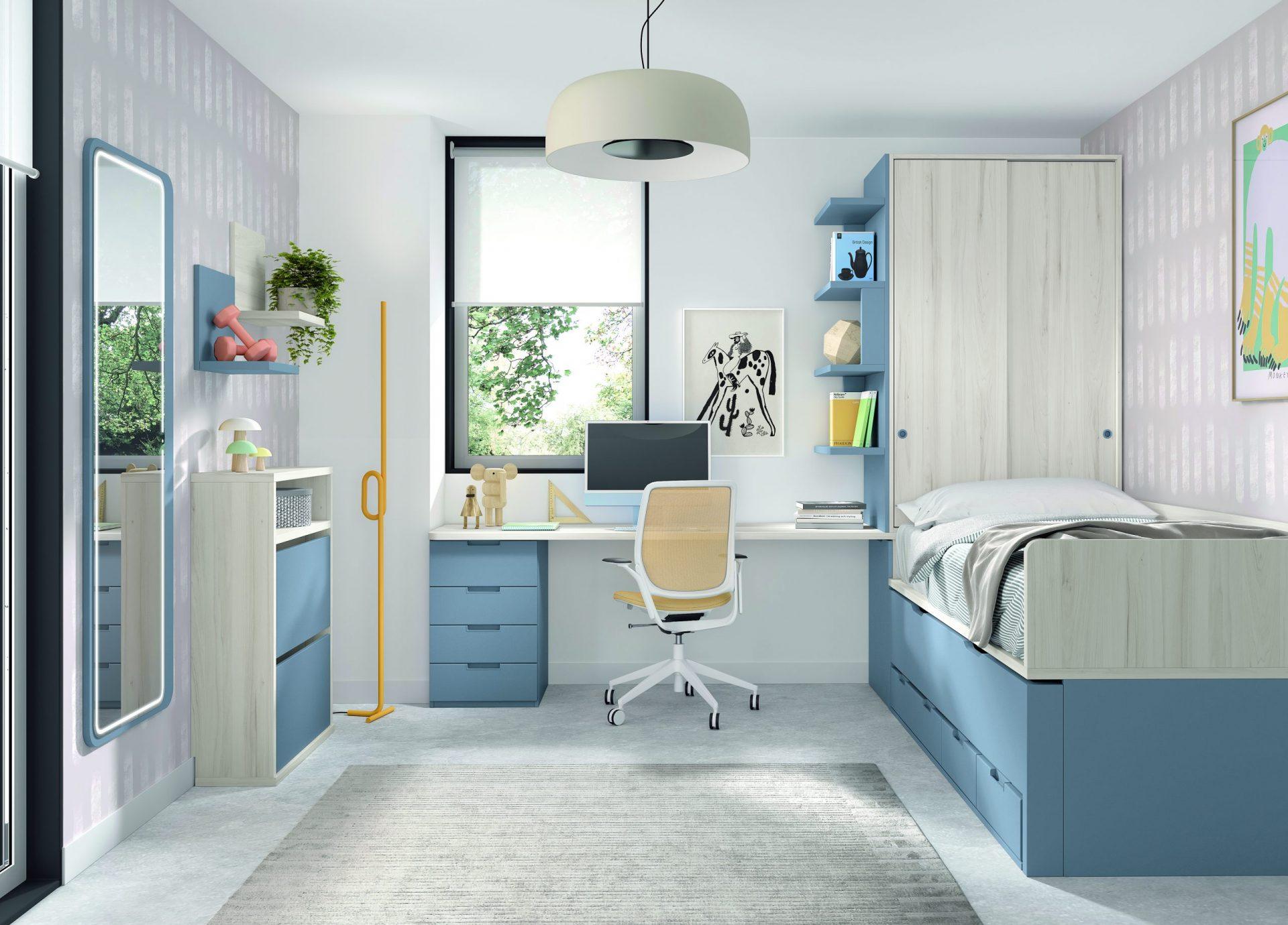 DORMITORIO JUVENIL INFANTIL EN PAMPLONA NAVARRA 64 Dormitorio juvenil con Cama Compacto REF.64 1010F - Imagen 1