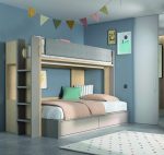 Litera Fija juvenil con cama inferior para 135x190 con cajones REF.65 1010F