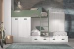 Cama tren juvenil de 90x190 con cajones y armario block REF.214 1010F